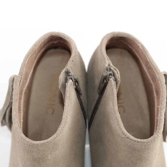 Vionic Womens Faros Boots Size 8 Taupe Suede Fringe Western Block Heel Booties - Picture 10 of 12